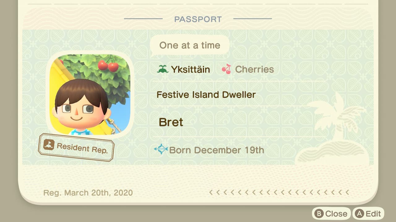 Bret's Animal Crossing: New Horizons Passport